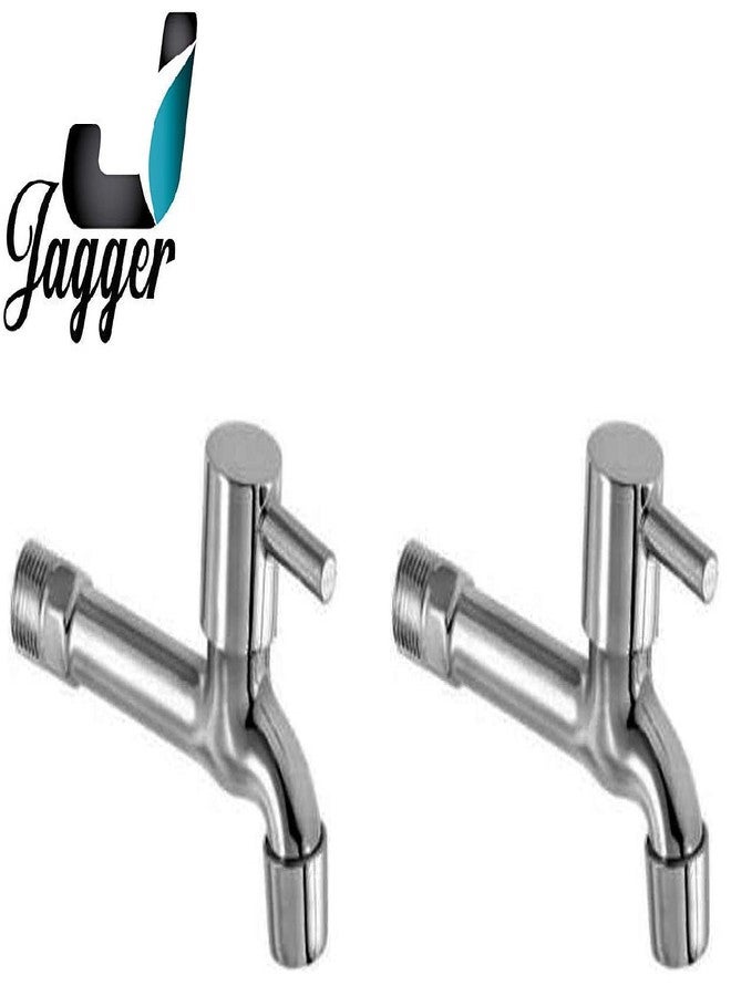 Jagger Turbo Stainless Steel Long Body taps for Bathroom and Kitchen taps with Chrome Finish and Quarter Turn Fitting with Wall Flange and Teflon Tape (Set of 2) - Image 2
